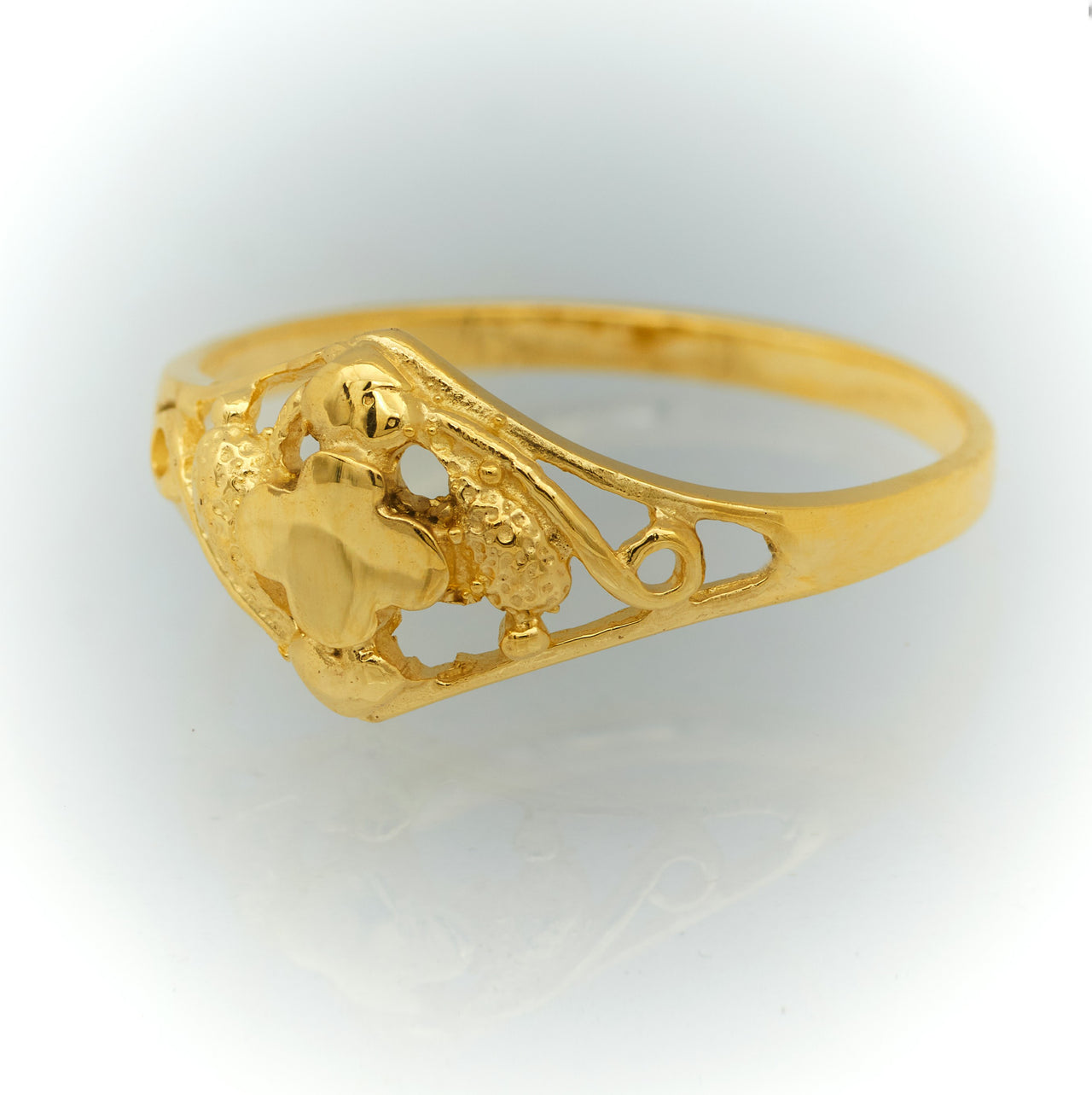 Anillo de Oro 10k o 14k para Niñas, Sortija de Flor y Ramas de Oro