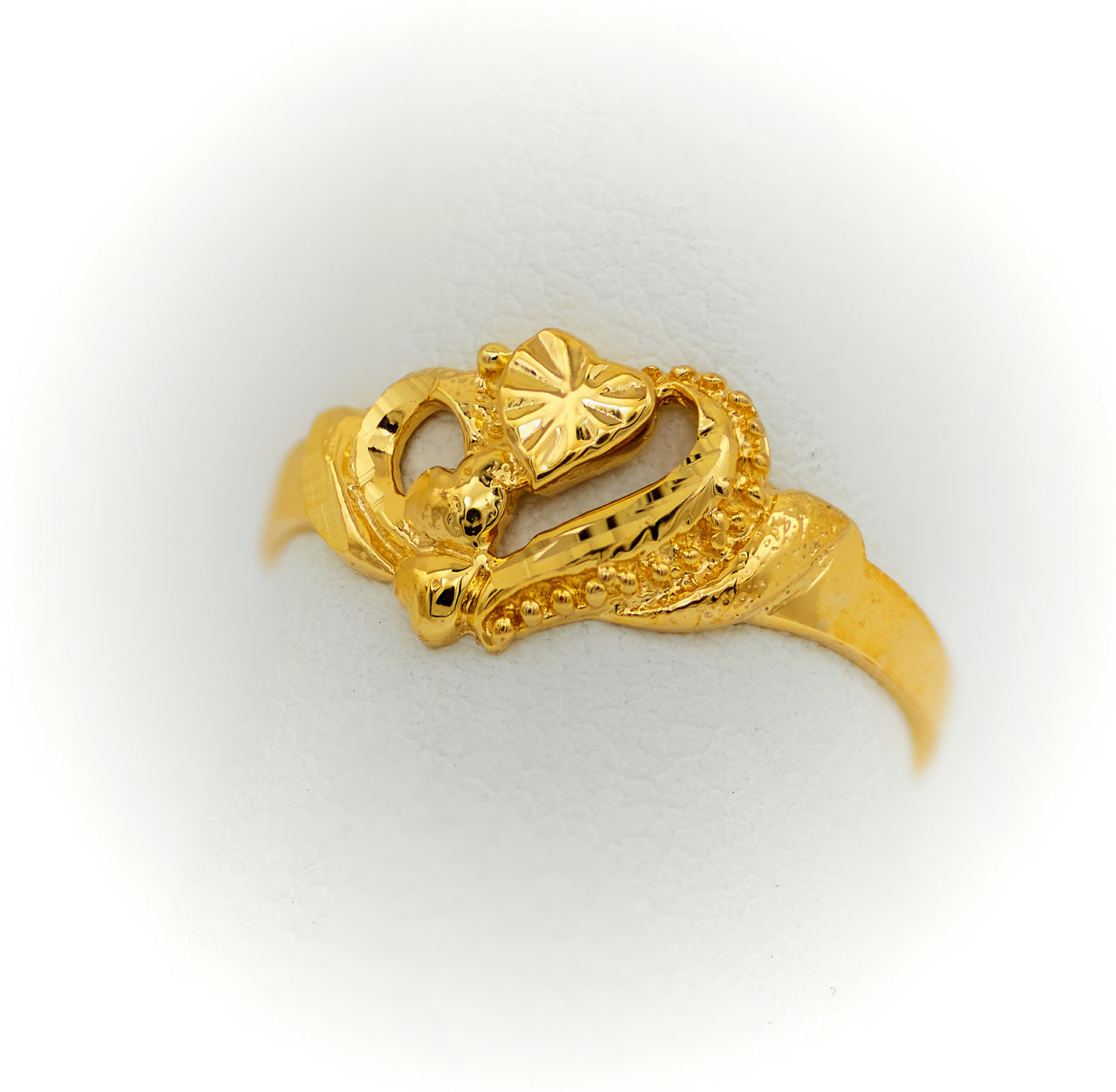 Anillo de Oro 10k o 14k Doble Corazón, Anillo para Niñas