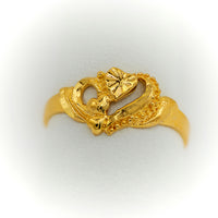 Anillo de Oro 10k o 14k Doble Corazón, Anillo para Niñas