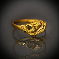 Anillo de Oro 10k o 14k Doble Corazón, Anillo para Niñas
