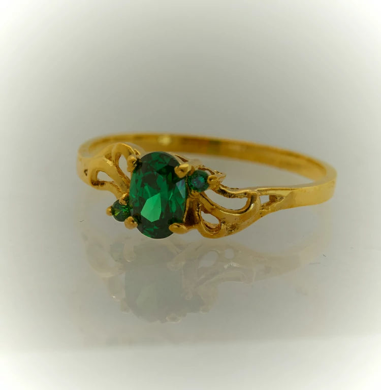 Anillo de Oro para Mujer o Niñas Verde