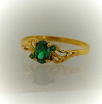 Anillo de Oro para Mujer o Niñas Verde
