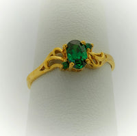 Anillo de Oro para Mujer o Niñas piedra Verde