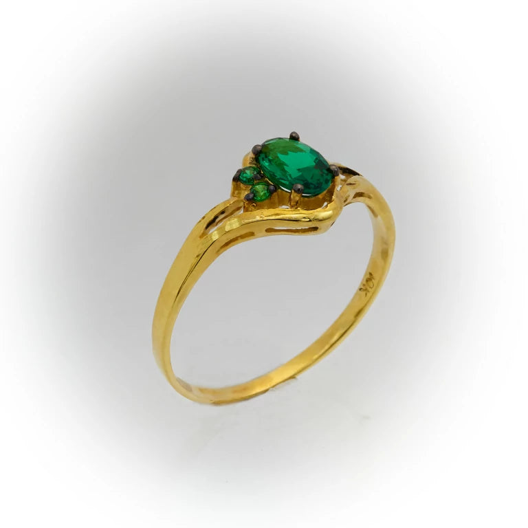 Anillo de Oro con Piedras, Para Niñas color verde