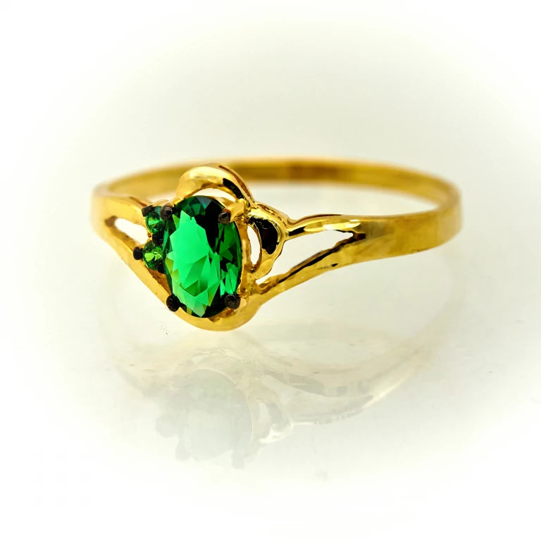 Anillo de Oro con Piedras, Para Niñas o para Mujeres verde