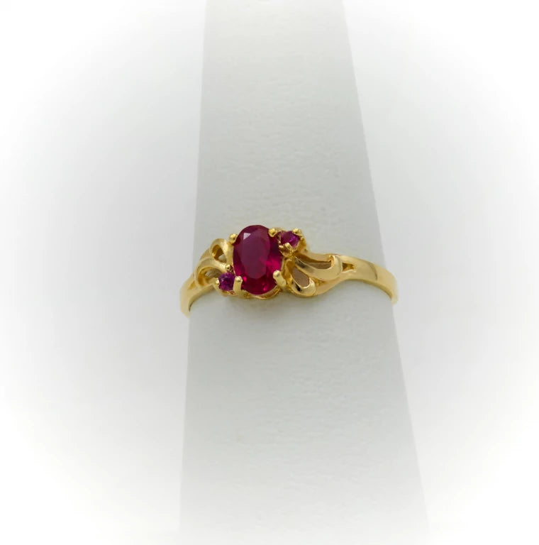Anillo de Oro para Mujer o Niñas Rojo