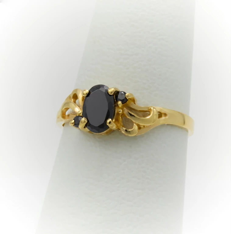 Anillo de Oro para Mujer o Niñas Negro