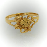 Anillo Oro, Anillo de Oro 10k para Niña, Anillo de Flor y Ramas