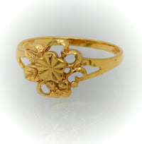 Anillo Oro, Anillo de Oro 10k para Niña, Anillo de Flor y Ramas