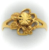 Anillo Oro, Anillo de Oro 10k para Niña, Anillo de Flor y Ramas