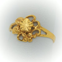Anillo Oro, Anillo de Oro 10k para Niña, Anillo de Flor y Ramas