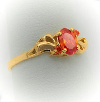 Anillo de Oro para Mujer o Niñas piedra Naranja