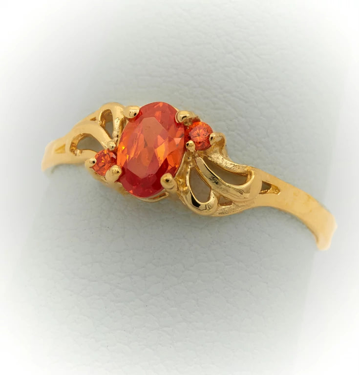 Anillo de Oro para Mujer o Niñas Naranja