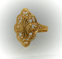 Anillo de Oro 10k o 14k para Mujer, Estilo Almendra Calada