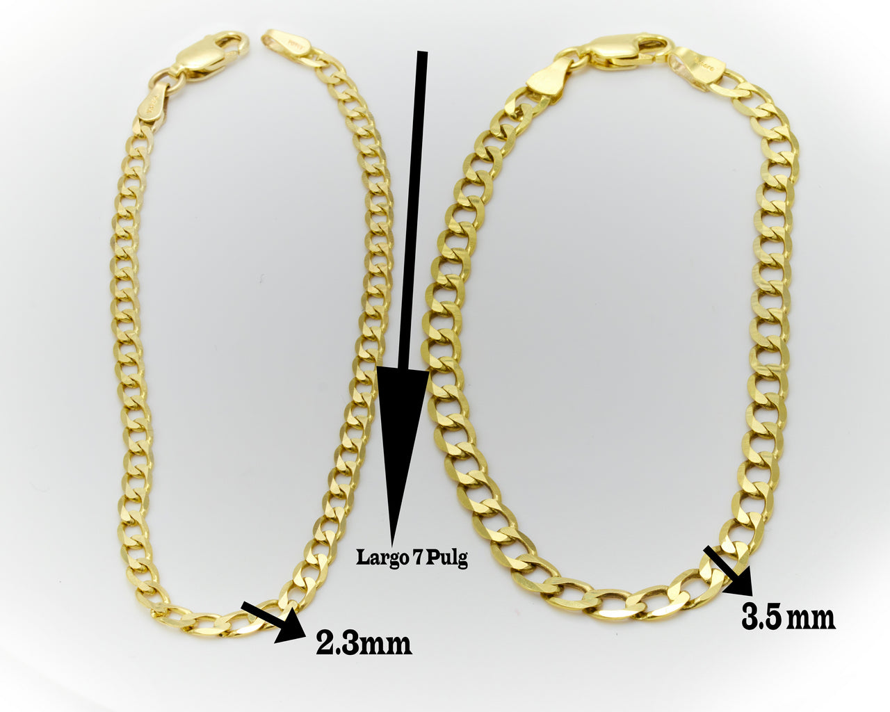 Pulseras de Oro para Mujer medidas de ancho de los eslabones cubanos