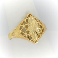 Anillo de Oro Para Mujerer, Almendra Calada Filigrana