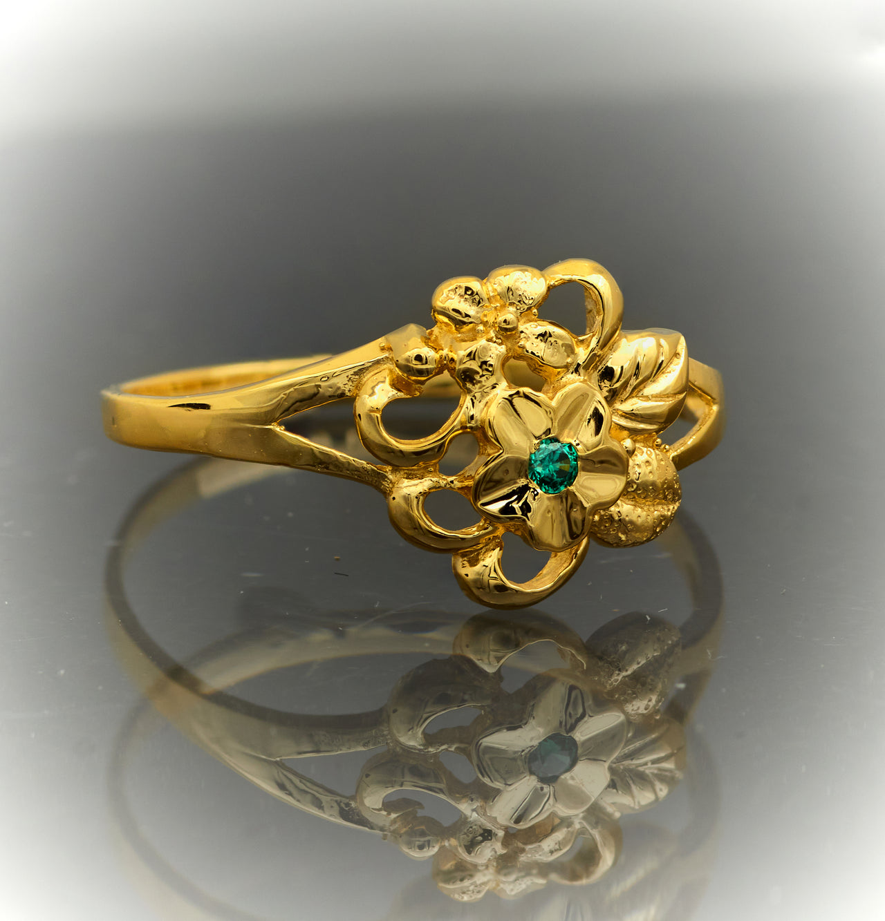 Anillo de Oro 10k y 14k para Mujer con Flores