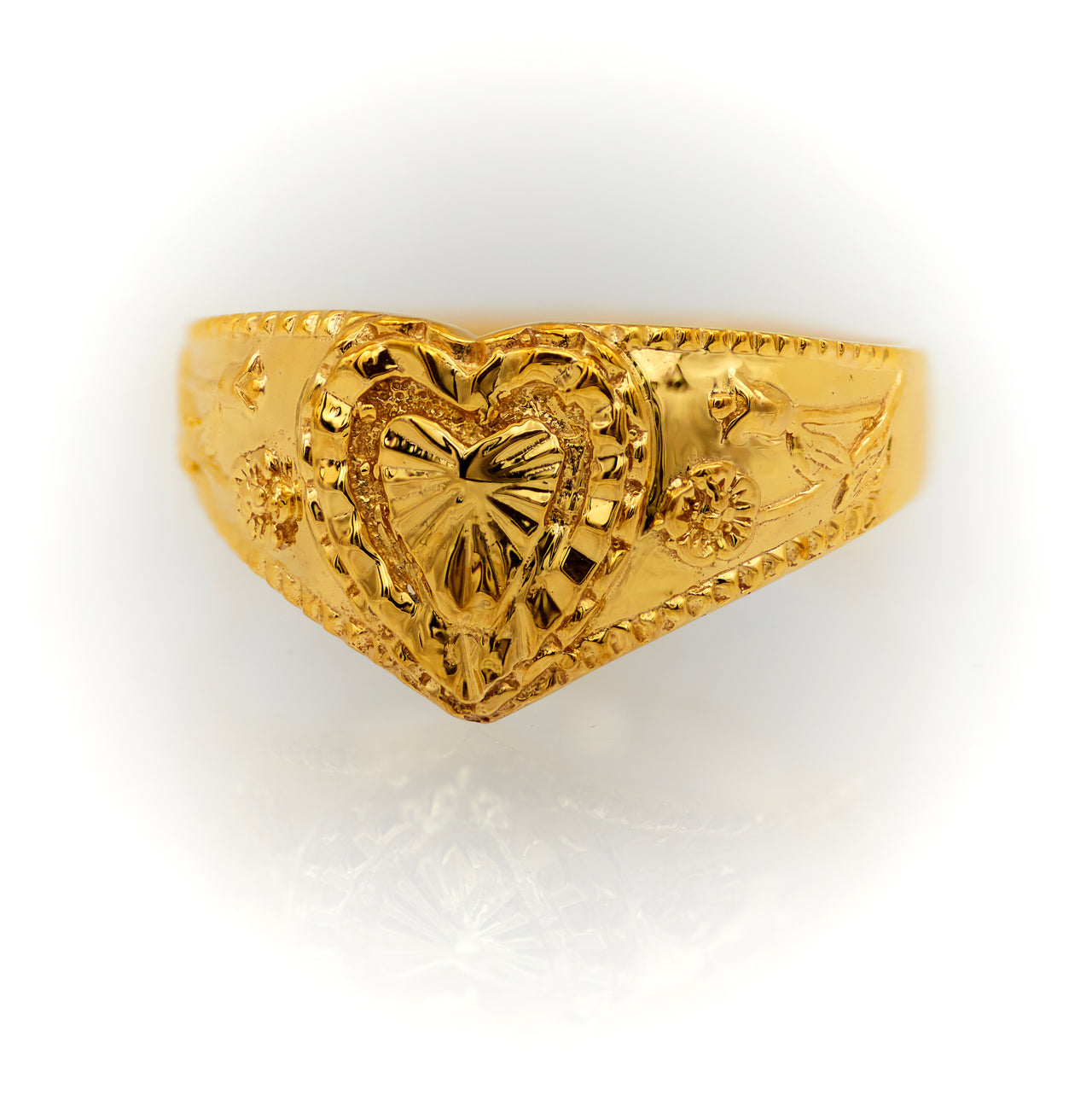 Anillo de Oro 10k Para Mujer en Forma de Crazòn