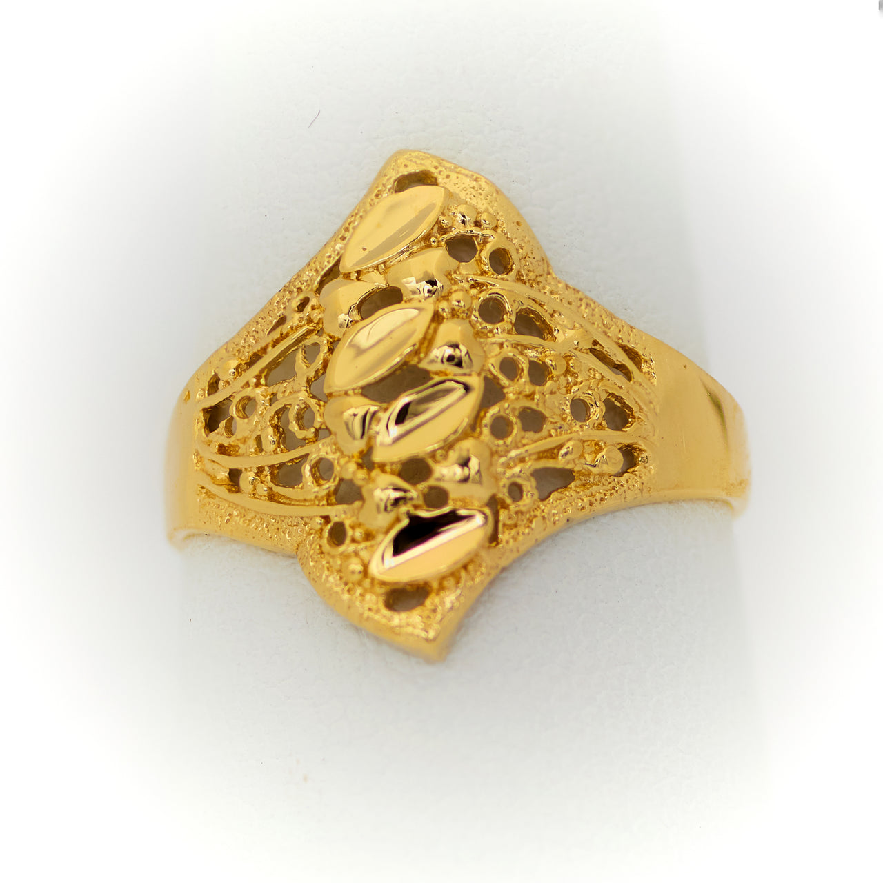 Anillo de Oro 10k o 14k, para Mujer, Diseño de Hojas