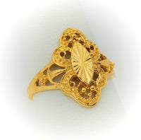 Anillo de Oro 10k para Mujer Estilo Antiguo. Almendra Calada
