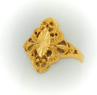 Anillo de Oro 10k para Mujer Estilo Antiguo. Almendra Calada