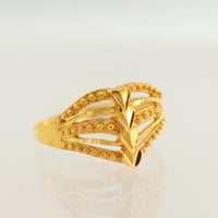 Anillo de Oro de 10k Para Mujer Con Diseño de Hojas y Bolitas Brillantes