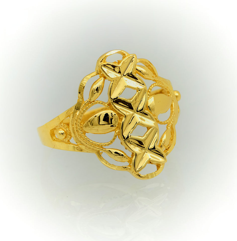 Anillo de Muje de Oro 10k, para Mujer Estilo de Hojas Caladas