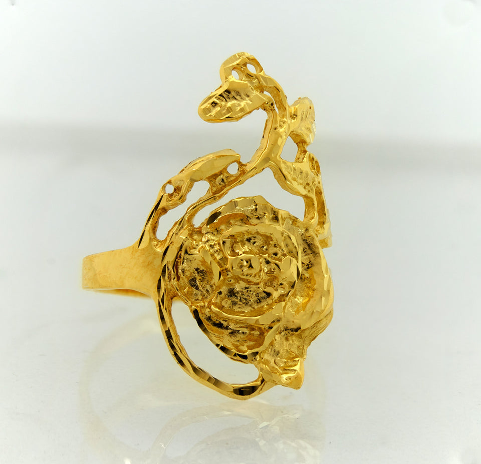 Anillo de Mujer de Oro 10k, Flor Grande Cubridor