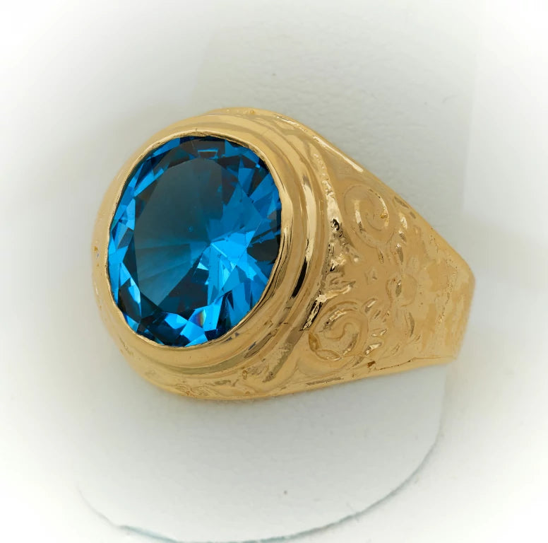 anillo de hombre de  con piedra ovalada azul 