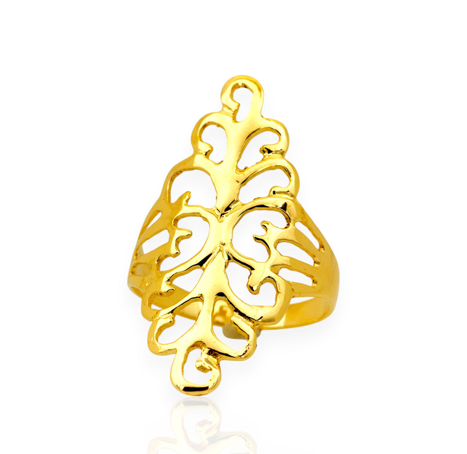 Anillo para Mujer de Oro 10k o 14k Estilo Almendra Grande