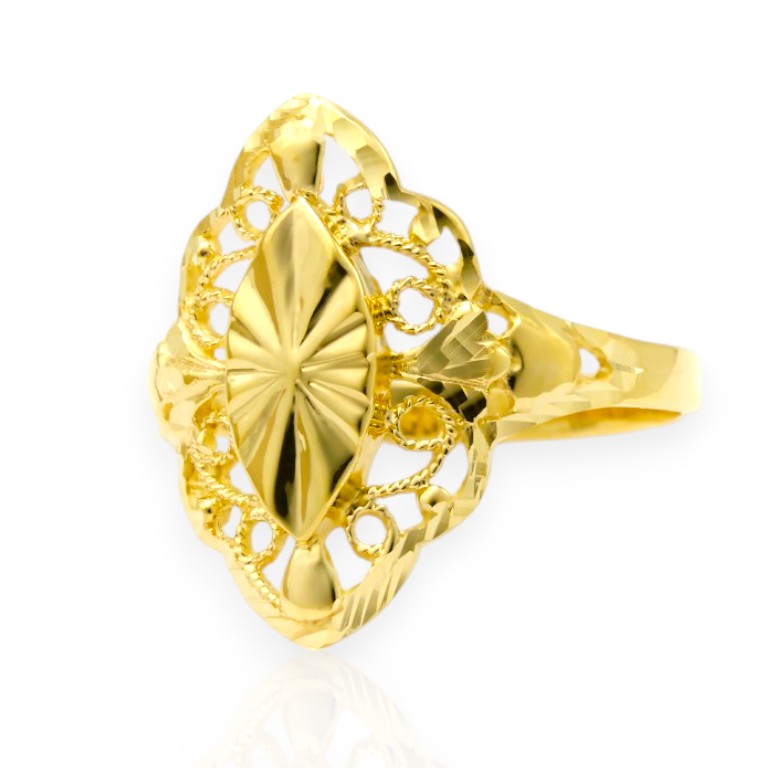 Anillo filigrana estilo antiguo con tejidos hermosos, se ve realmente bien
