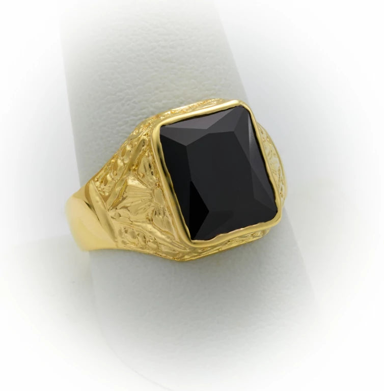 Anillo Sello Anillo Para Hombre Con Piedra Negra De Oro Anillo Con