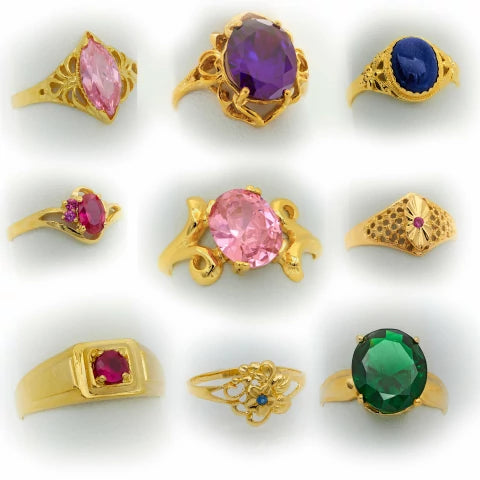 Crystal gold rings collection