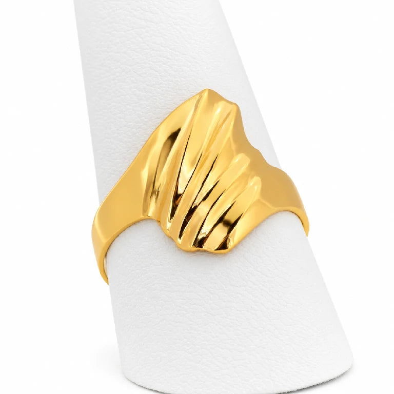 Anillo de 2 Puntas con Ondas al Relieve