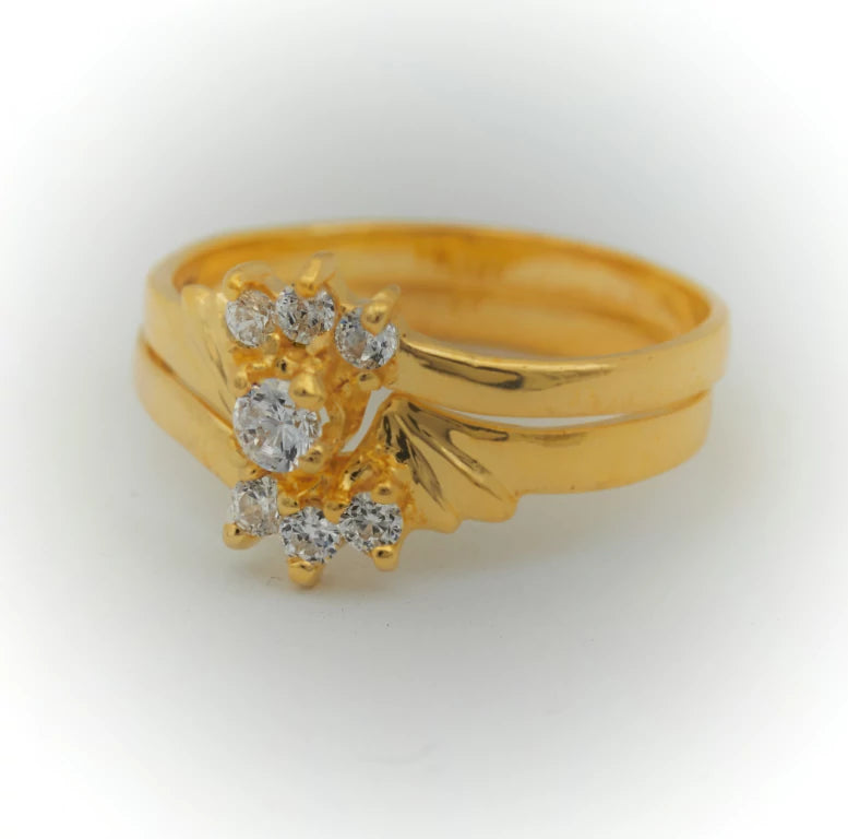 Set de Anillo de compromiso para mujer, dos piezas que hacen una en el dedo