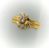 Anillos de promesa para mujer, 2 piezas que se entrlaza, formando una, como una flor