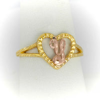 Anillo de Oro en Forma de Corazon Con Inicial para Mujer, Anillo Personalizado para Damas