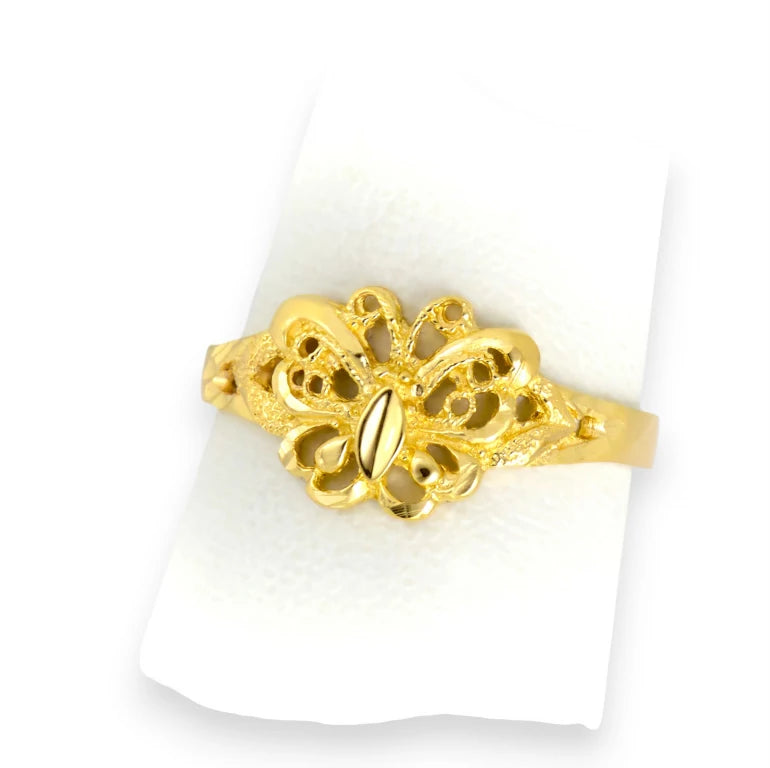 Anillo de mariposa en oro 10k o 14k para niñas con dedos delgados