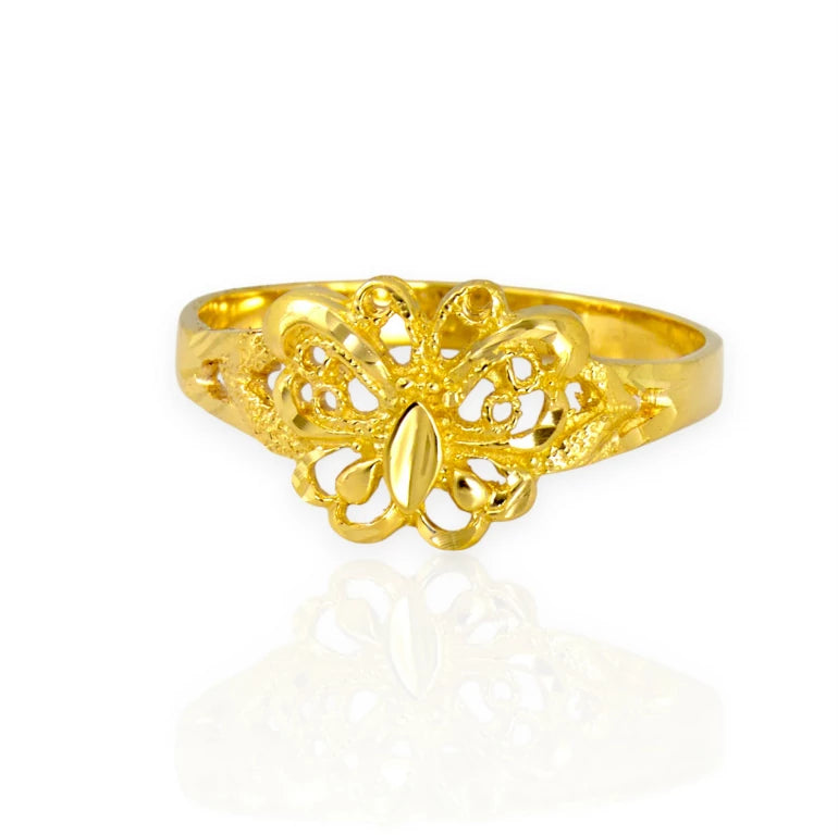 Anillo de mariposa en oro 10k estilo filigrana para niñas y adolescentes