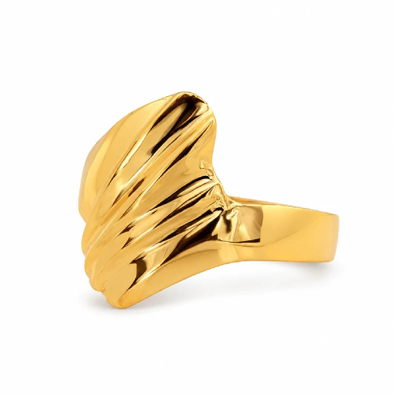 Anillo de 2 Puntas con Ondas al Relieve