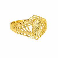 Anillo de oro filigrana para mujer con diseño antique almendra y acabado pulido brillante.