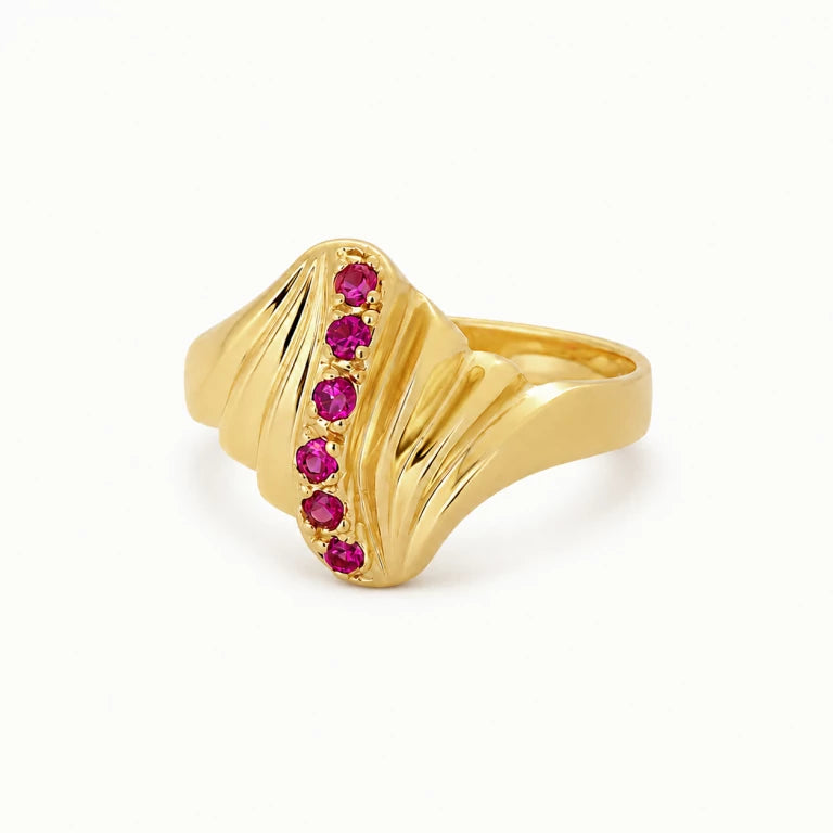 anillo de oro con 6 piedras para mujer