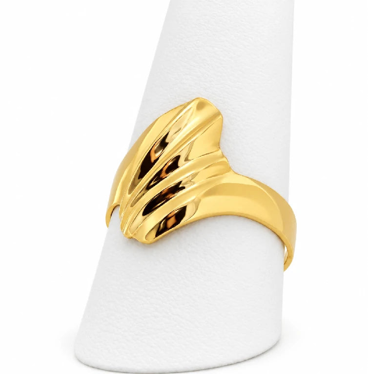 Anillo de 2 Puntas con Ondas al Relieve