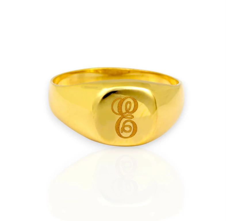 Anillo sello de oro, personalizable con inicial
