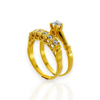 Juego de anillos de compromiso tradicionales en oro 10k o 14k para mujer
