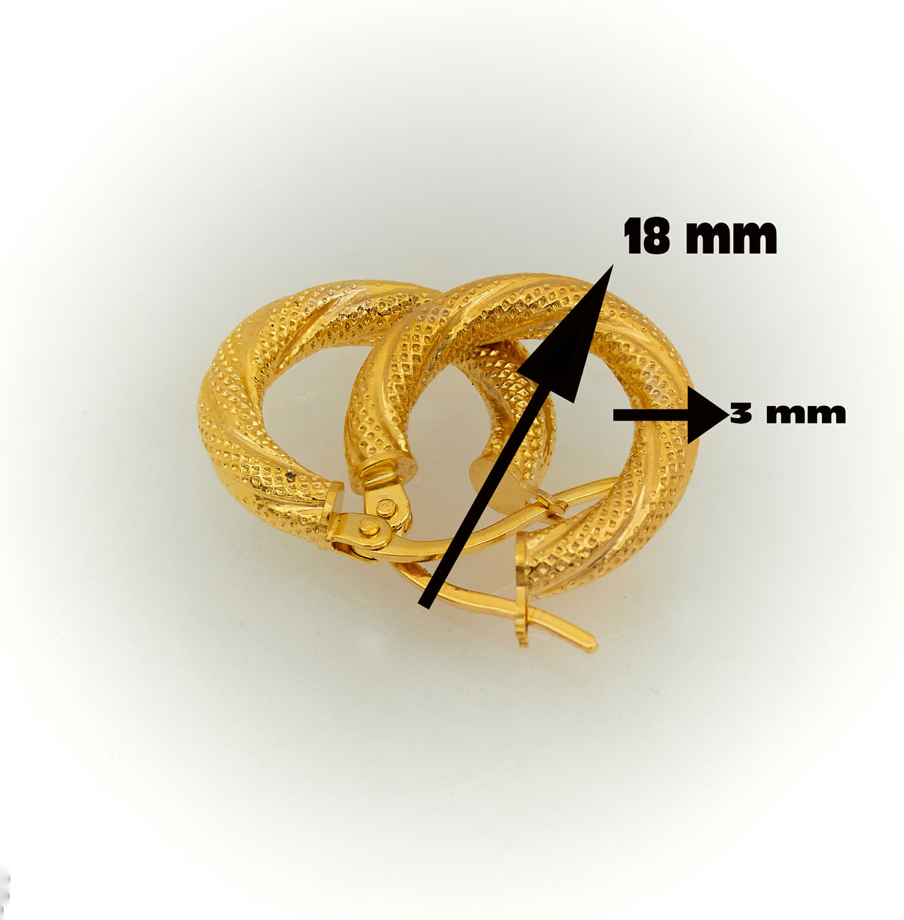 Argollas torcidas y satinadas de oro 10k, #1 de 18mm