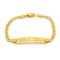 Brazalete esclava de oro 10k personalizable con placa para nombre, pulsera para niñas, niños y bebés