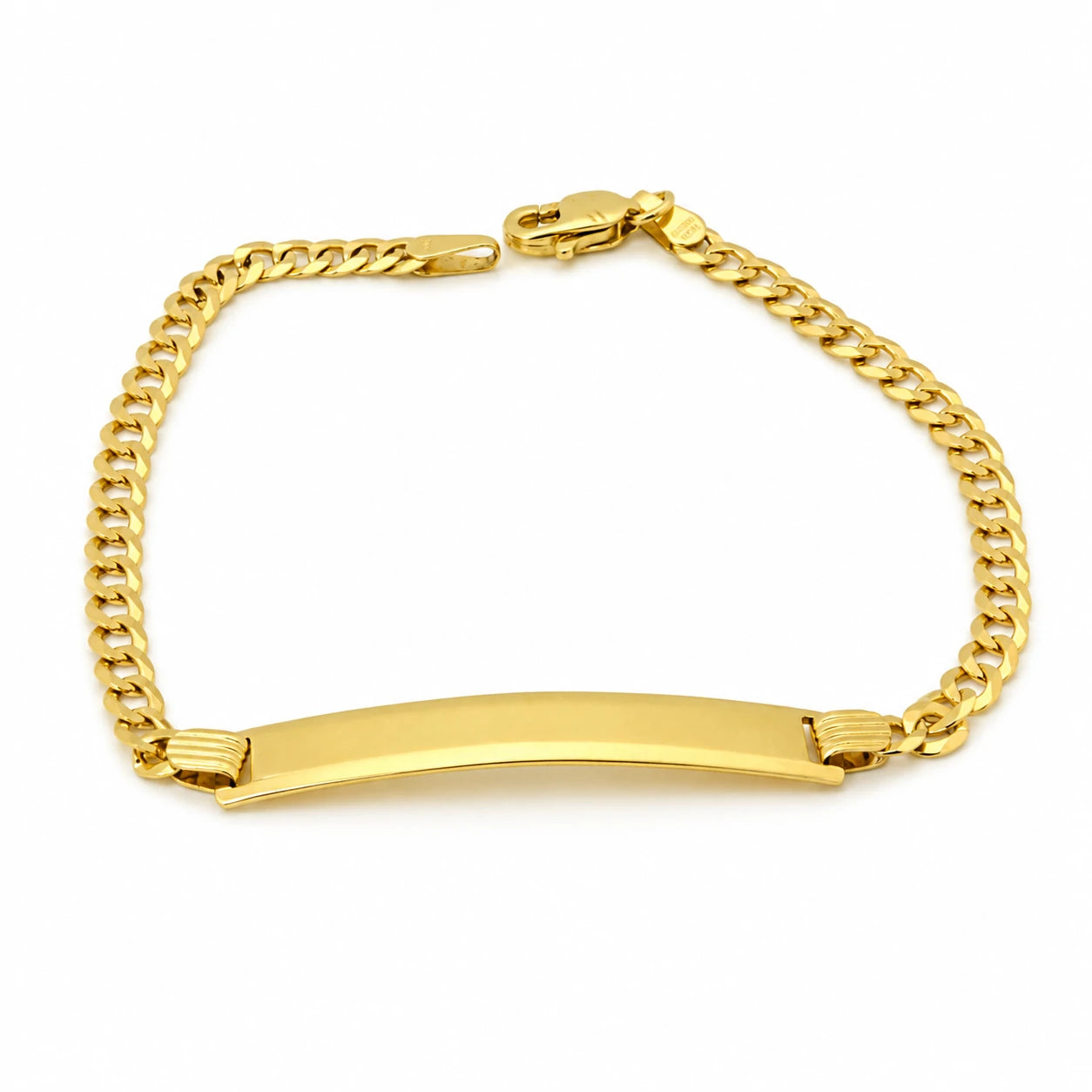 Esclava de oro amarillo 10k con placa lisa para personalizar, pulsera y brazalete para mujer, niños y bebés