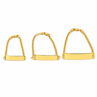 Esclavas de oro 10k personalizables para bebé, niños, niñas y mujer en tres tamaños con placa para grabar nombre