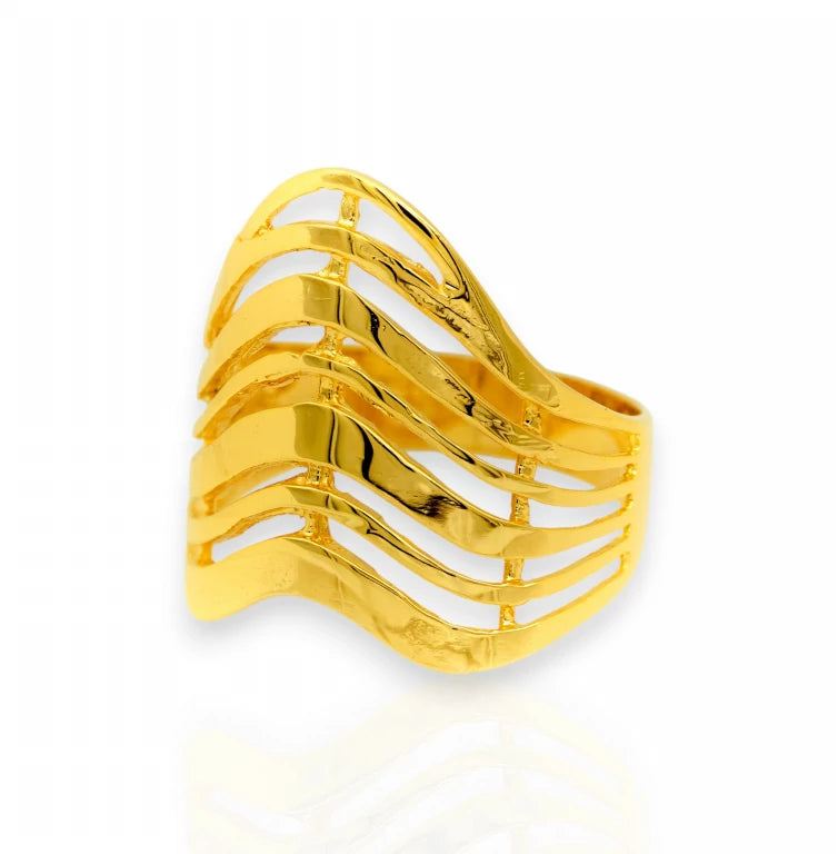 anillo de oro para mujer, con siete olas, que muestran los deias de la semana